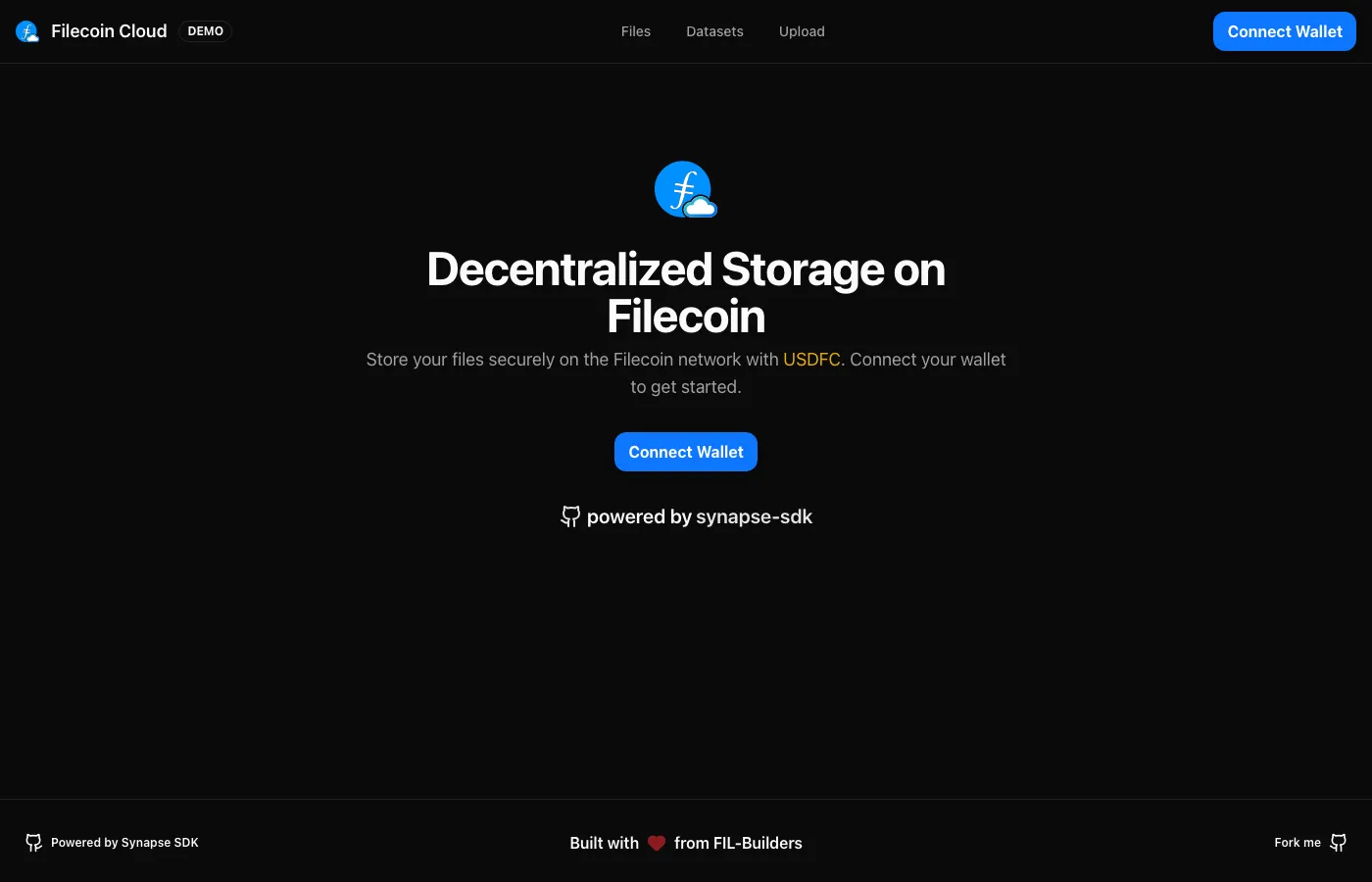 Screenshot of the FOC Upload dApp demo